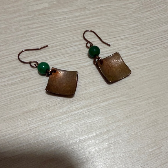 3/$10 Boho Green and Gold Dangle Earrings - Picture 5 of 6